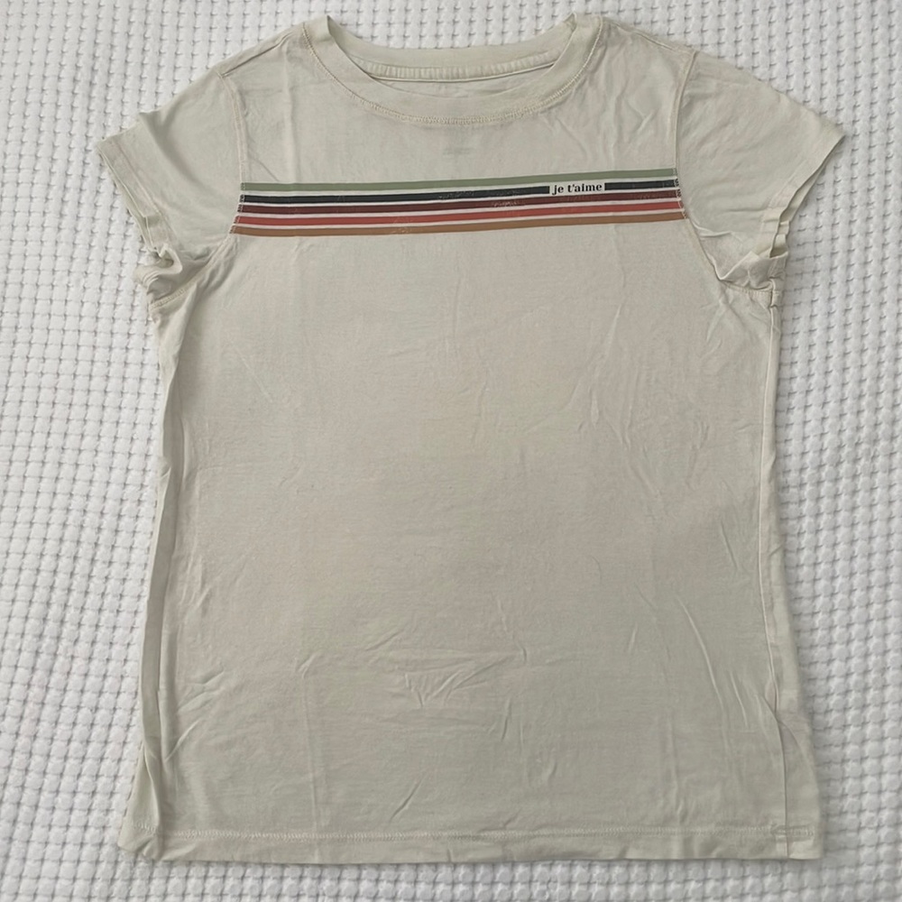 Beige T-shirt with stripes